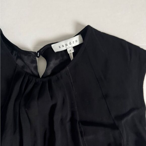 Sandro Black Blouson Open Back Dress Size EU 1 US 4 - Picture 5 of 9